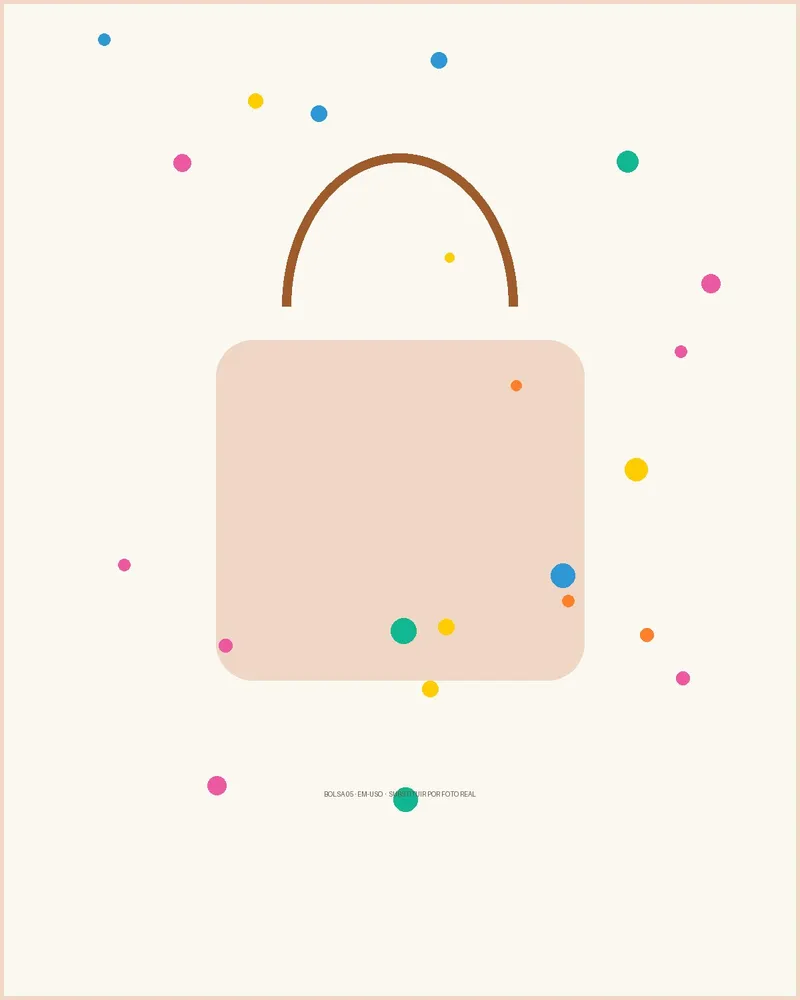 Bolsa 05 cruzada no corpo, mostrando o tamanho real