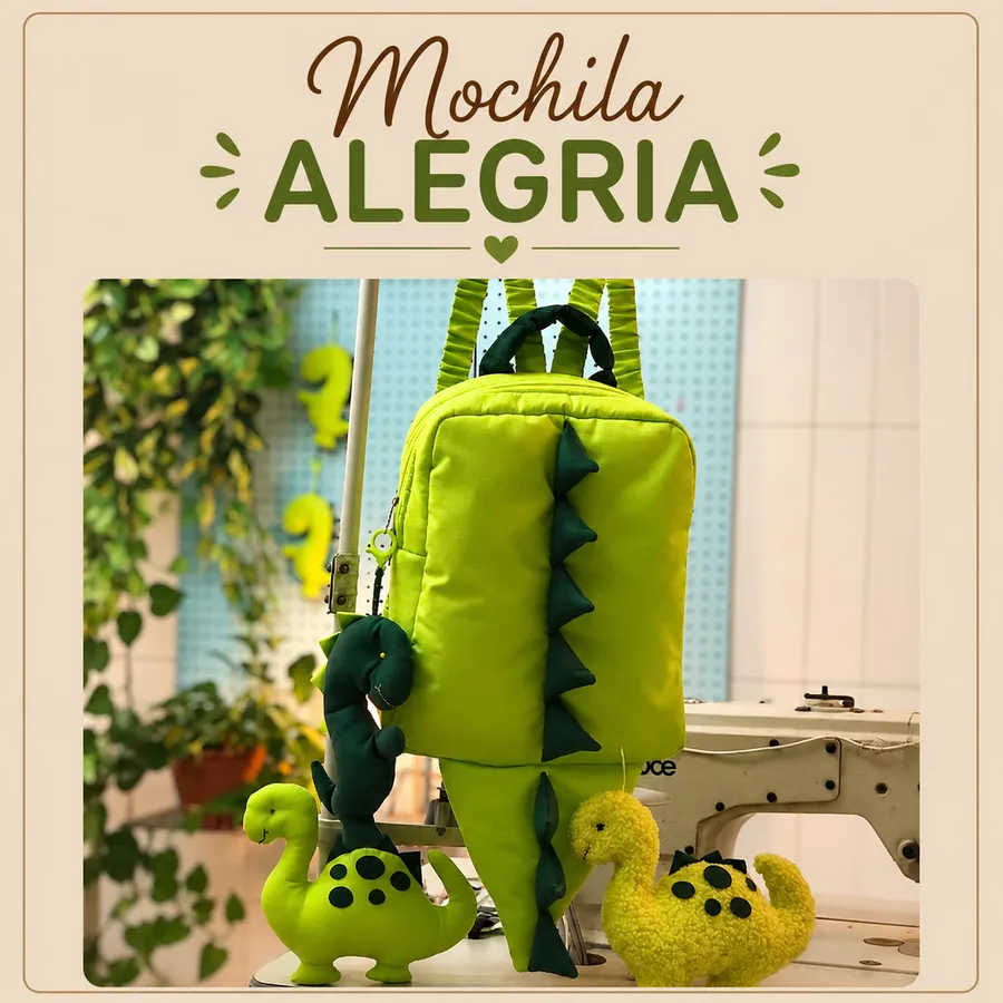 Mochila Alegria — versão Dino — peça pronta
